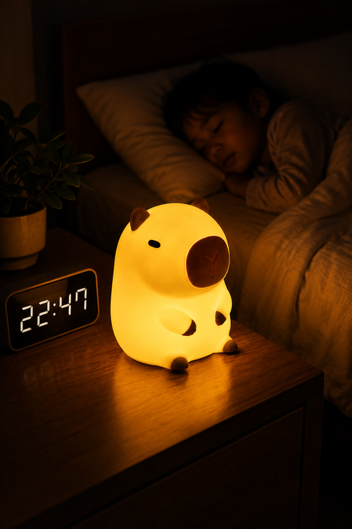 Cute Capybara Silicone LED Night Light – Soft Warm Glow Bedside Lamp