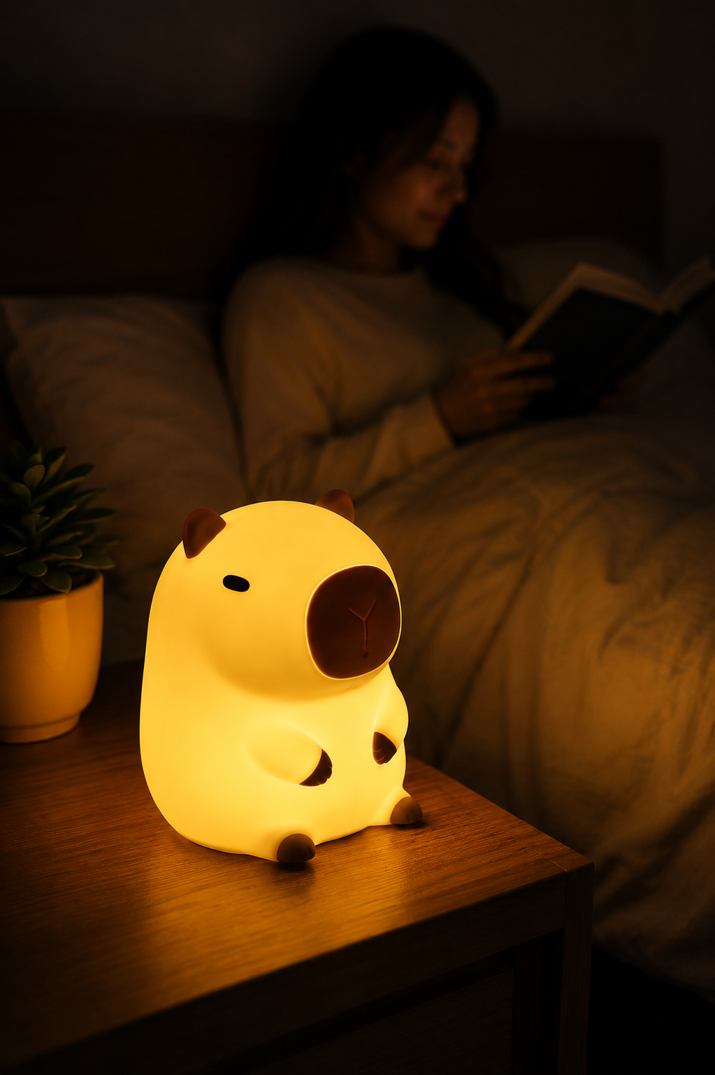 Cute Capybara Silicone LED Night Light – Soft Warm Glow Bedside Lamp