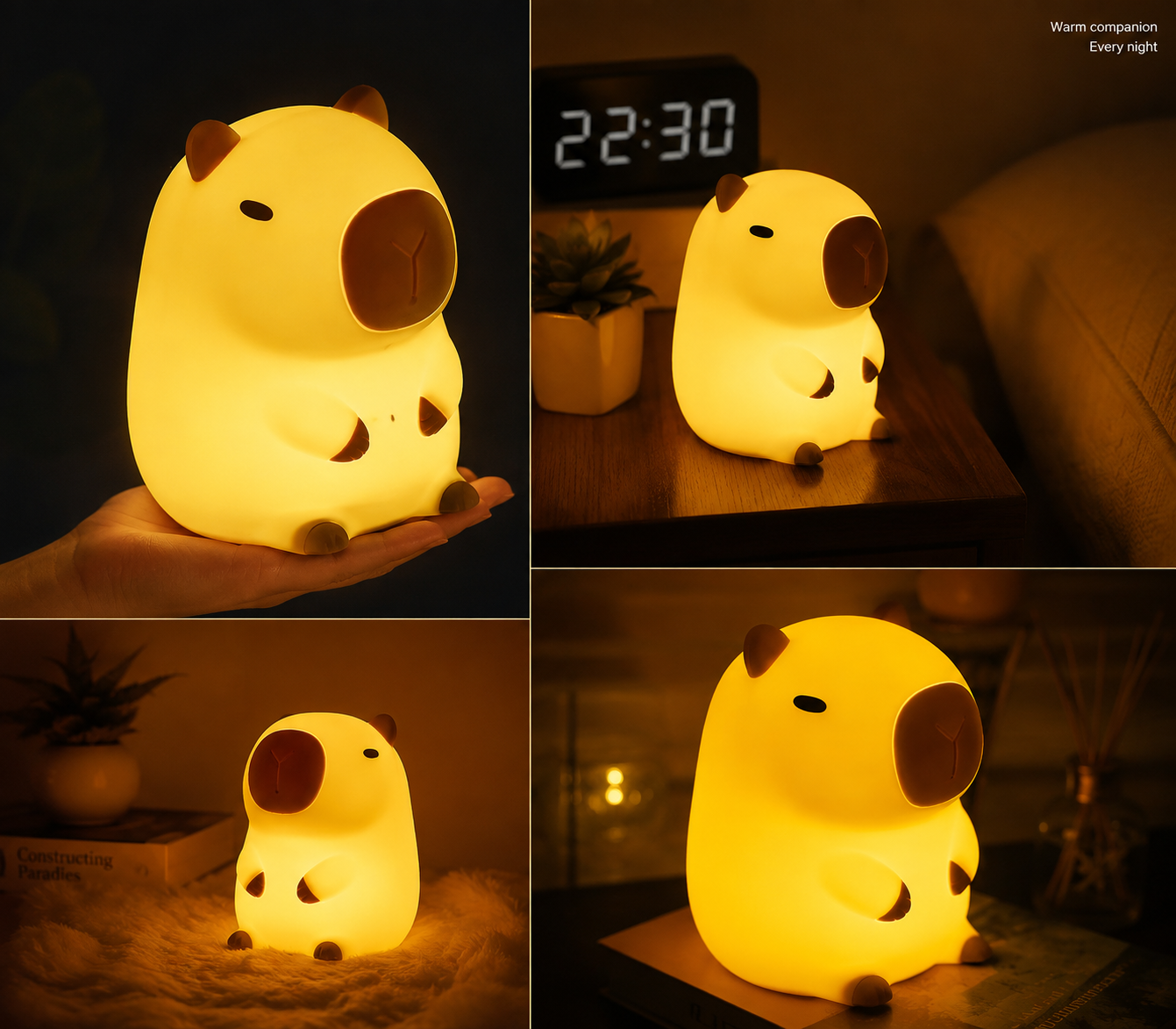 Cute Capybara Silicone LED Night Light – Soft Warm Glow Bedside Lamp